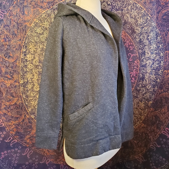 LOFT Petites Black White Speckles Open Front Hoodie Sweatshirt Womens Size Small - Picture 2 of 14